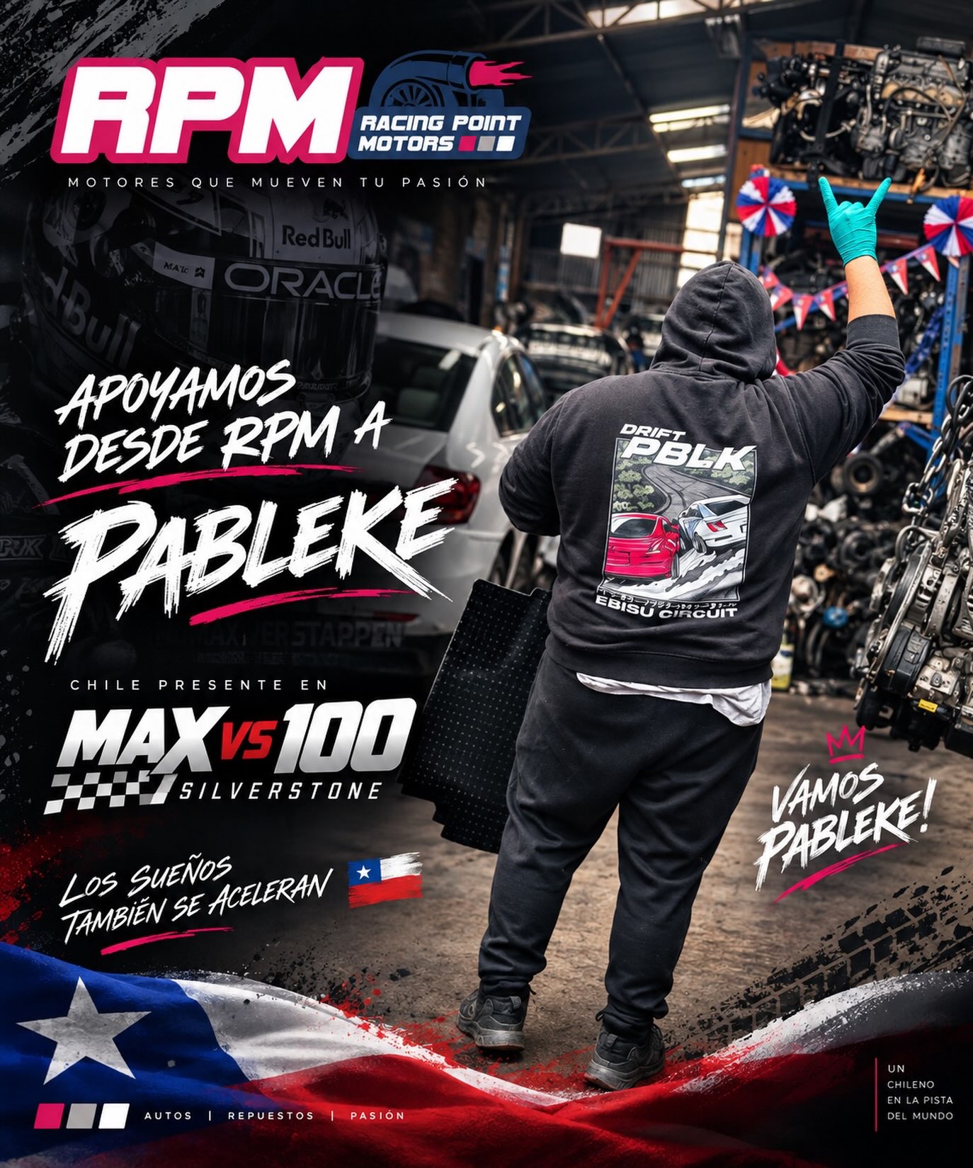 🇨🇱🏁 ¡RPM APOYANDO A PABLEKE EN MAX VS 100! 🏁🇨🇱

En Racing Point Motors sabemos que los sueños también se aceleran. 🔥

Ho
